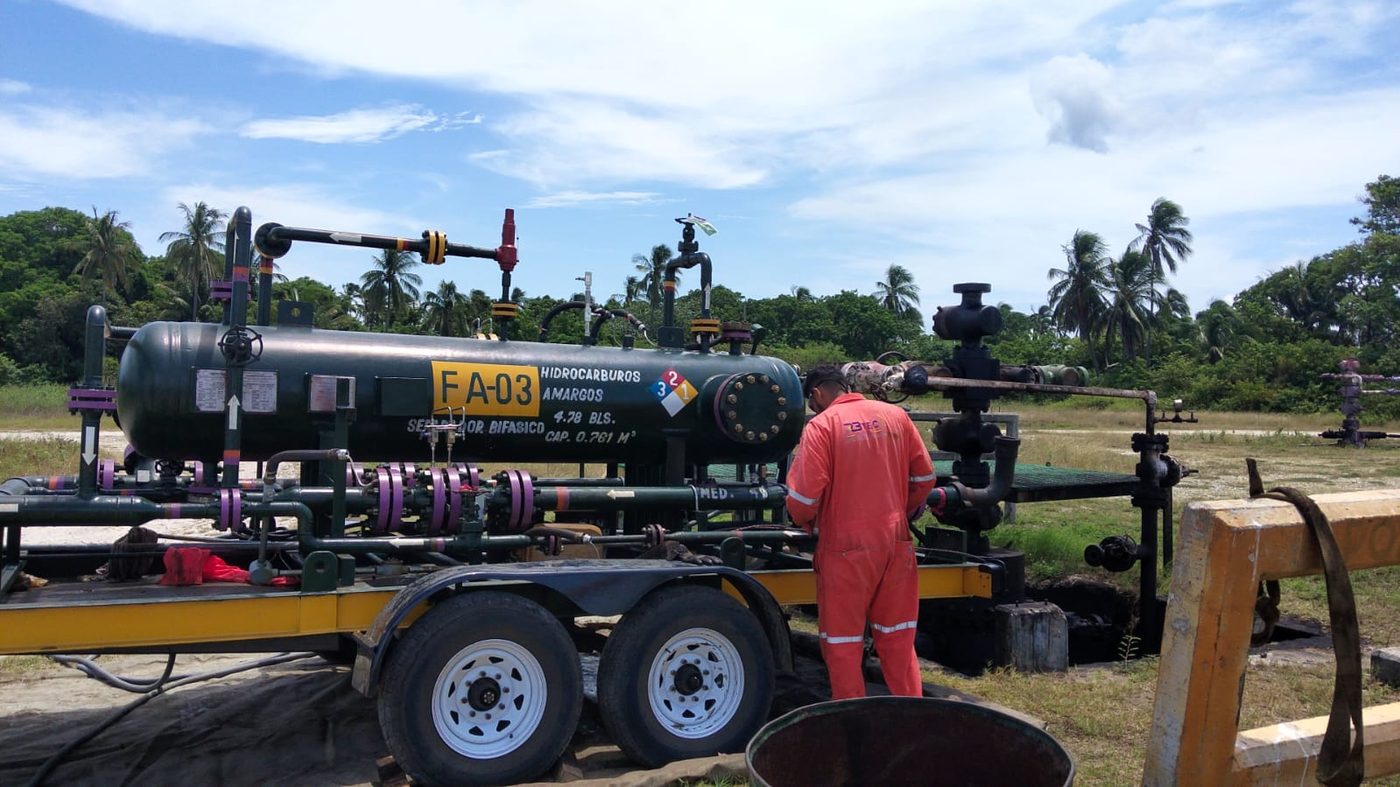 Separador bifásico FA-03 operando en locación